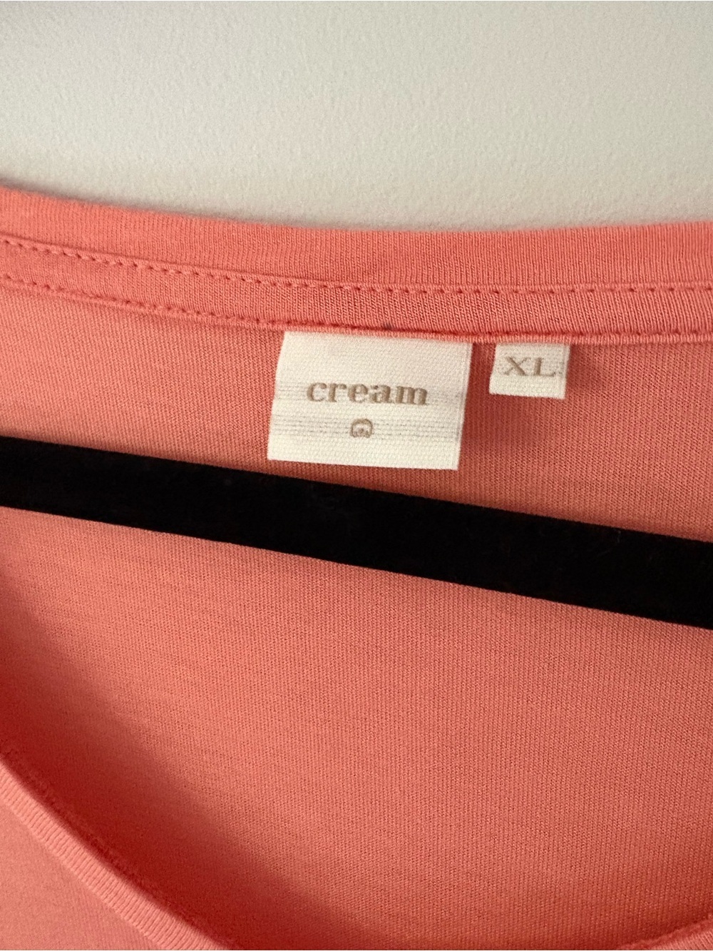 Cream Denmark Coral Peach V-Neck Cotton Modal Blend Tee - XL - Picture 4 of 7